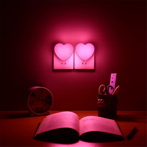 INZU Cute Night Light, Heart Night Light for Kids, LED Nightlight with Auto Dusk to Dawn Sensor, Nightlight Plug into
