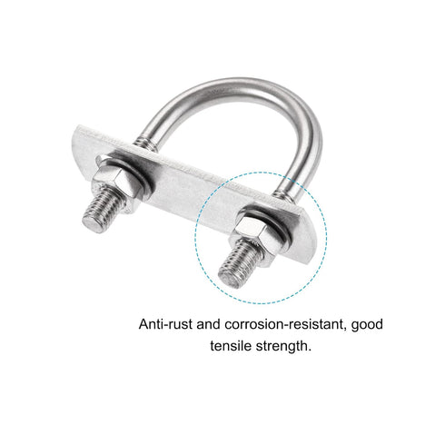 METALLIXITY U Bolts, 4 Sets (M8x35x60mm), Round 304 Stainless Steel U Bolt with Accessories for Construction, Pipe
