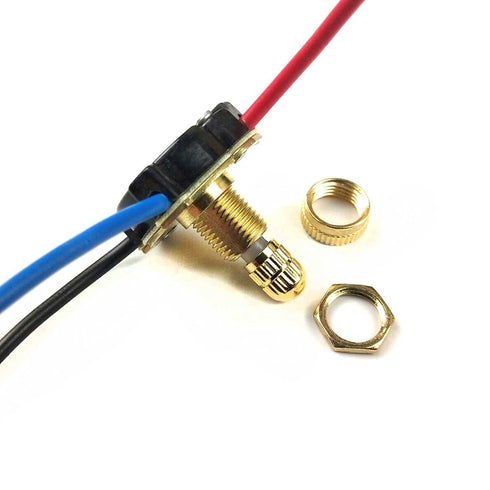 Zing Ear ZE-136M 3/8 Two Circuit 3-Way Rotary Button Switch, Brass Replacement Part for Lamps