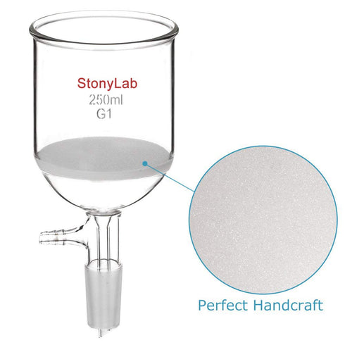 StonyLab Borosilicate Glass Buchner Funnel with Coarse Frit (G1), 76mm Inner Diameter, 250ml