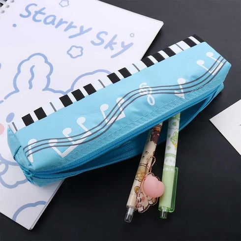 Black Violin Oxford Cloth Pencil Case, Square Single Layer Music Notes, Large Capacity Pen Bags, Stationery Supplies