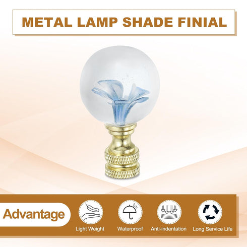 PATIKIL 1/4-27 4Pcs Lamp Finial Cap for Lampshade Harp Top, Cap Nut Screw Cap Knob Clear Flower Ball Shaped Glass Lamp