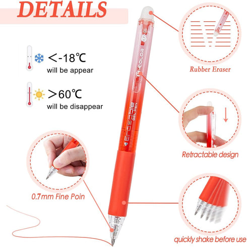 ArvezVoy 36Pcs 0.7 mm, Colored Erasable Gel Pens, Click Fine Point Quick-Drying, Make Mistakes DisappearRetractable