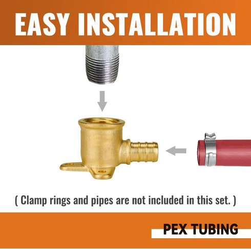 SUNGATOR 2 PCS Pex Fittings, 1/2 inch Drop Ear Elbow, 1/2" Pex to 1/2" Female NPT, No Lead Brass, ASTM F1807
