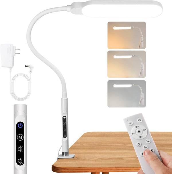 BQAN LED Desk Lamp with Clamp, 360 Flexible Gooseneck Nail Table Light