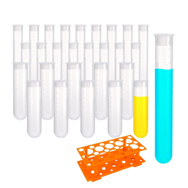 jiwu 28 pcs Centrifuge Tubes, 1/2 oz Test Tubes with Caps and Rack (10 * 50 ml and 18 * 15 ml)