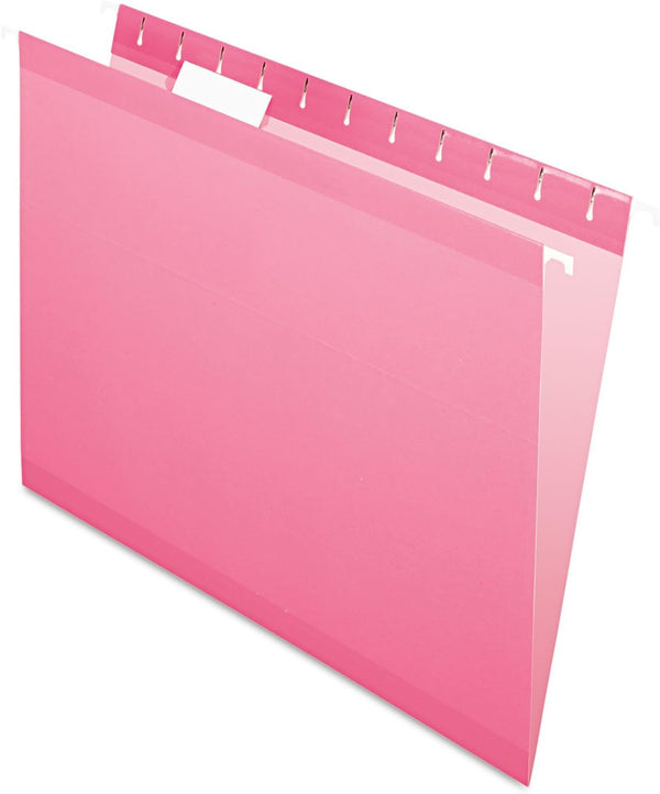 Pendaflex Reinforced Hanging File Folders, Pink, Letter Size, 25/BX, 1/5 Cut (4152 1/5 PIN)