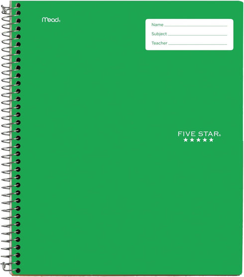 Five Star Interactive Notetaking Spiral Notebooks - 3 Pack, 1 Subject, College Ruled, 11" x 8-1/2", 100 Sheets, Black,