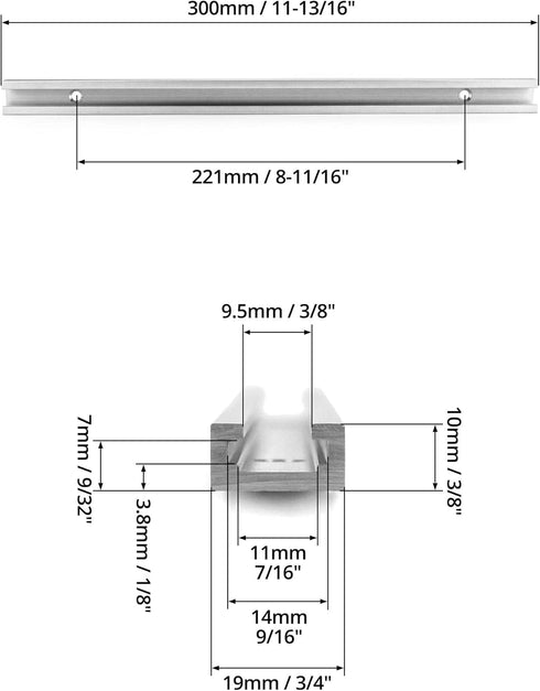 QWORK 12" T-Track, 4 Pack Aluminum Double Track with Mounting Holes for Woodworking