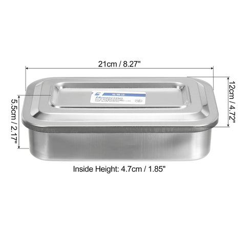 PATIKIL Stainless Steel Tray with Lid, 21x12cm Rectangular Lab Instrument Organizer Tool
