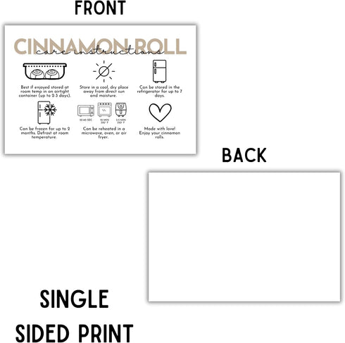 Lashicorn 30 4x6 Cinnamon Roll Care Instruction Storage Cards | pk Tan Minimalist Bakery Customer Sourdough Bread