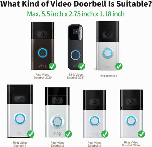 (35 135 COOLWUFAN Anti-Theft Doorbell Mount with Angle Adjustment to Degree), Video Doorbell Mount for Apartment