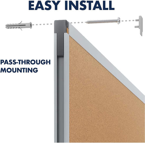 Mead Classic Cork Bulletin Board, 24" x 18", Corkboard with Aluminum Frame