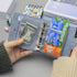 Mini Binder Cover, Blue 3-Ring PU Leather Notebook Binder, Round Ring with Snap Button Closure, Refillable