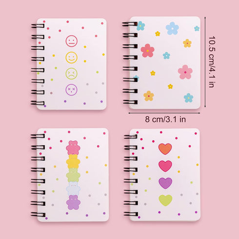 Small Spiral Notepad Cute Notebook, 8 Pack Kawaii Journals for Study, 80 Sheets, 160 Pages, Back to School Supplies