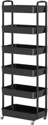 Sywhitta 6-Tier Plastic Rolling Utility Cart with Handle, Multi-Functional Storage Trolley for Office, Living Room,