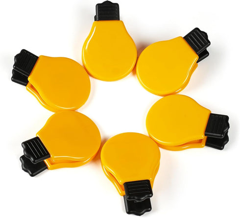Bulb Refrigerator Magnet Clips Set, Multipurpose Magnet Paper Clips, Set of 6 for Snacks Bag
