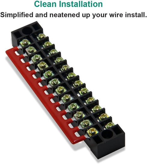MILAPEAK 10pcs (5 Sets) 12 Positions Dual Row 600V 15A Screw Terminal Strip Blocks with Cover + 400V 15A 12 Positions