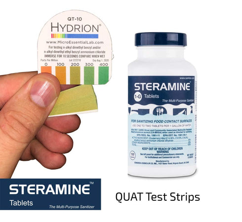 Steramine Quat Sanitizer Test Strips, 15 Litmus Paper Envelopes, Kit of 2X QT-10 Test Strips for 0-400 PPM