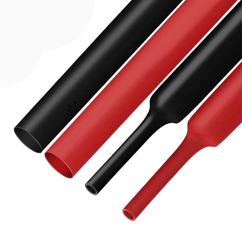 XHF Black&Red 1 Inch 8Ft 3:1 Waterproof Heat Shrink Tubing Roll Marine Grade Adhesive Lined Tube