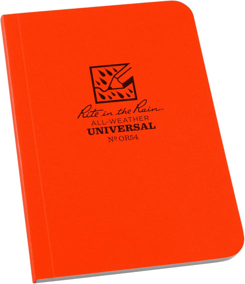 rite in the rain Weatherproof Pocket Notebook, 3.5" x 5", Orange Cover, Universal Pattern (No. OR54)