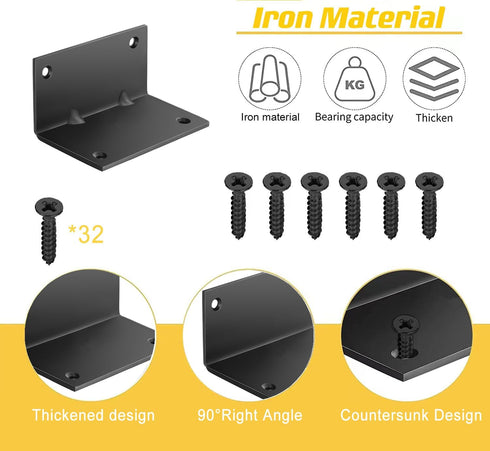 8 2.76 Inch 2.76" 1.57" 1.57" 90 3 mm PCS Iron L Right Angle Bracket with Screws, x x Metal Joint Bracket Degree Corner