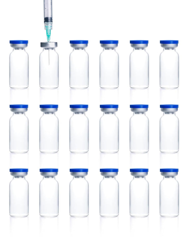otwooi 3ml Sealed Empty Vials for Injection - Transparent Glass Vials with Self-Healing Injection Port, 50pcs