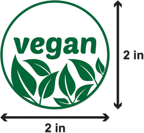 Circle Dot Vegan Stickers (2 inch, Green, Round - 300 Labels) for Grocery Stores, Restaurants, Food Trucks, and More