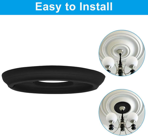 Zorfeter 10"OD 4"ID, Split Molded Ceiling Medallion x Black Ceiling Fan Cover Plate Light Fixtures Trim
