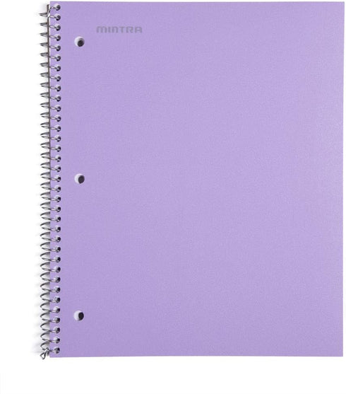 Mintra Office Durable Spiral Notebooks, 1 Subject, Wide Ruled 3pk (Salmon, Sage Green, Lavender) - 100 Sheets, Poly