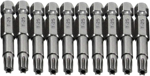 10pcs 50mm Long 1/4 Inch Hex Shank T25 Torx Head Magnetic Screw Driver Bit Set, Security Tamper Proof Tools