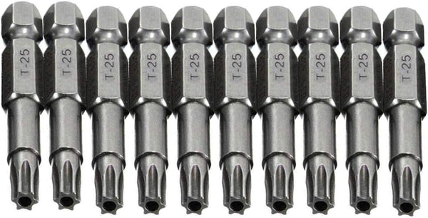 10pcs 50mm Long 1/4 Inch Hex Shank T25 Torx Head Magnetic Screw Driver Bit Set, Security Tamper Proof Tools