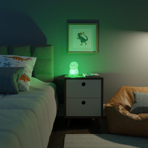 13272 Globe Electric Terry Triceratops Multicolor Changing Integrated LED Rechargeable Silicone Night Light Lamp, White