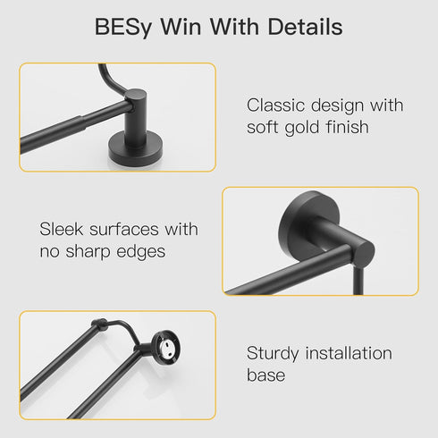 16-26 Inches SUS304 BESy Adjustable Double Bath Towel Bar for Bathroom Stainless Steel Towel Holder, Hotel Style Wall