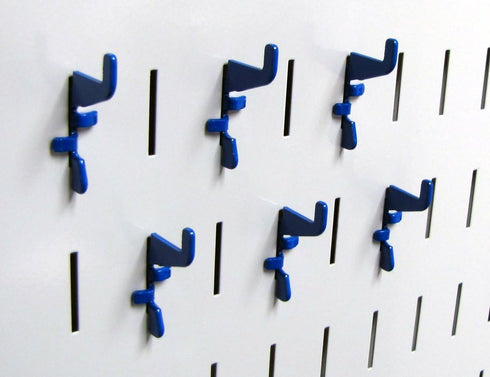 Wall Control Slotted Metal Pegboard Hooks Pack - Standard Hook - Blue for Pegboard and Tool Board