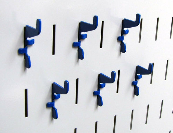 Wall Control Slotted Metal Pegboard Hooks Pack - Standard Hook - Blue for Pegboard and Tool Board