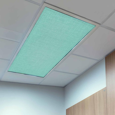 Home L6 2 Pack 4x2 Fluorescent Light Covers for Ceiling Lights Teal Green Linen Texture Magnetic Light Filters ft