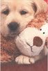 RECYCLED Paper Greetings Dog Hugging Stuffed Animal Cute Valentine's Day Card
