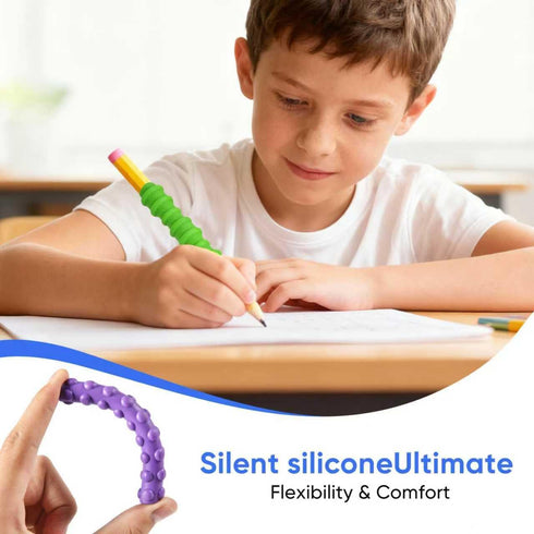 8-Pack Textured Silicone Pencil GripsSensory Fidget Sleeves for Kids& Adults,ADHD &Autism Anxiety Relief,Quiet