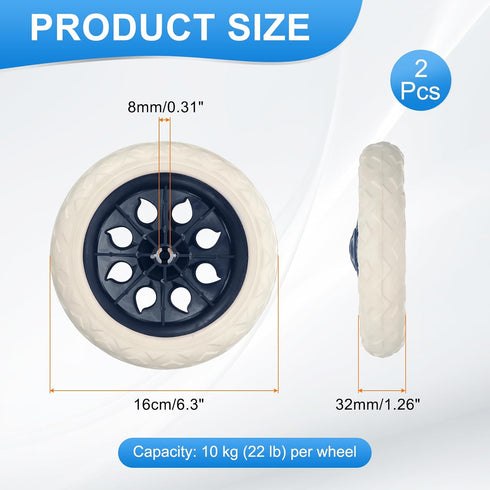 6.3 Inch 2 MECCANIXITY Dia Shopping Cart Wheels Replacement Pcs Heavy Rubber Foaming Trolley Wheel Repair for Grocery