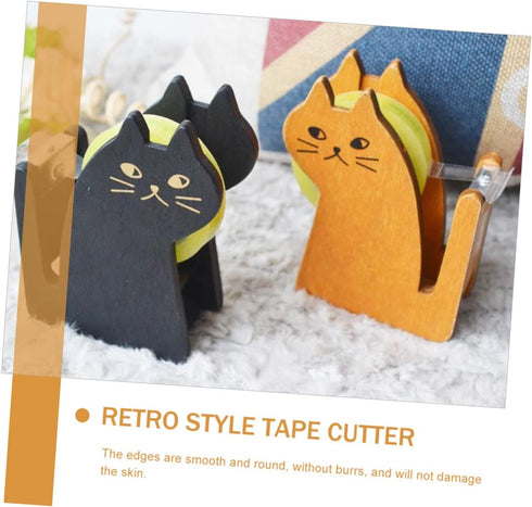 EXCEART 2pcs Cat Tape Holder Packing Tape Roller Tape Packaging Tape Dispenser False Eyelash Tape Dispenser Fun Tape Dispenser Masking Tape Cat Tape Stand Office Desk Wood Holder by EXCEART