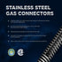 GUHD-TT14-12B Gas Line Hose, 3/8'' O.D. x 12'' Length, 1/2 in. MIP Fitting, Stainless Steel