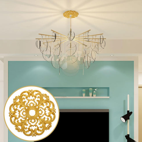 12.08 Inch-Golden Zerodeko Ceiling Medallion, Home Decor Ceiling Medallion for Lighting Fixtures