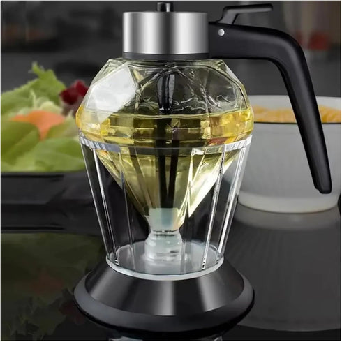 GZRDMWHDV 200ML Glass Diamond Shaped Honey Dispenser Double Layer Oil Dripper with Stand Vinegar Sauce Dispenser