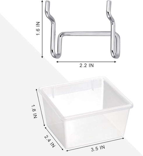 Patelai 8 Packs Pegboard Bins with Hooks and Labels, Pegboard Baskets Pegboard Bins Kit DIY Accessories Workbench Bins for Organizing Hardware, Garage Storage, Craft Room, Hobby Supplies (White)