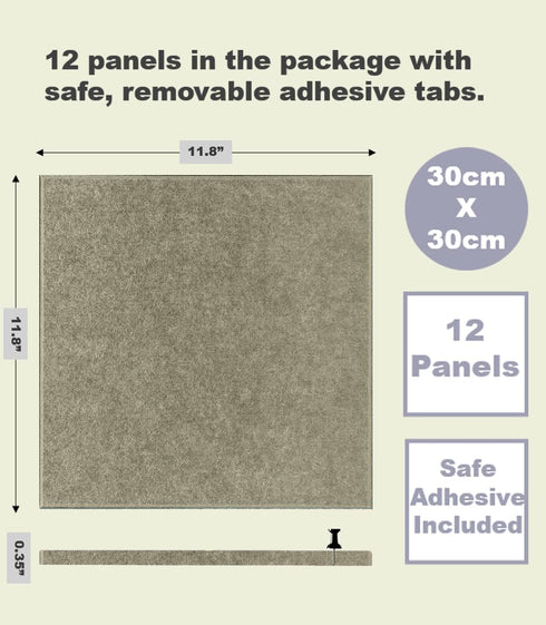 Large Cork Board Alternative - 47"x35" 12 Pack Felt Wall Tiles with Safe Removable Adhesive Tabs