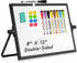 Magnetic Dry Erase White Board, 8" x 12" Double-Sided Desktop Whiteboard with Stand, Portable for Home, Office, School