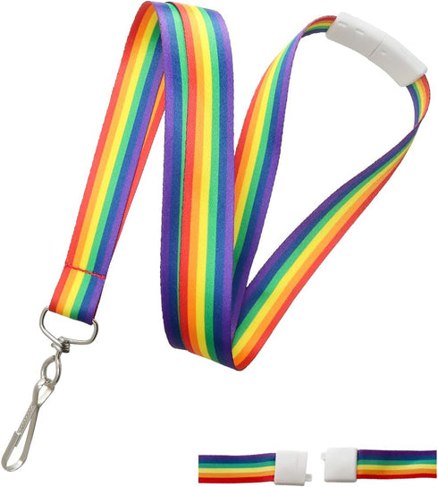 Specialist ID 2 Pack Rainbow Lanyard with Breakaway, Cute Neck Strap Keychain for Badge Holder and Keys