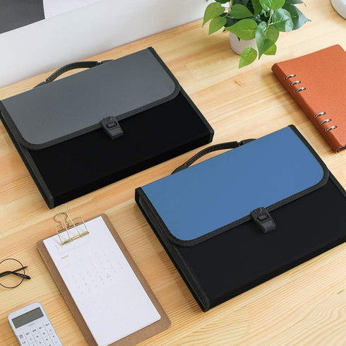 Expanding File Folder with Handle, 2019 New 13-Pocket Plastic Accordion Organizer, A4 Size Waterproof & Durable (Deep