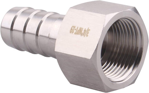 DERNORD 3/4" Barbed Hose x 3/4" NPT Female Home Brew Fitting, 304 Stainless Steel, Pack of 2